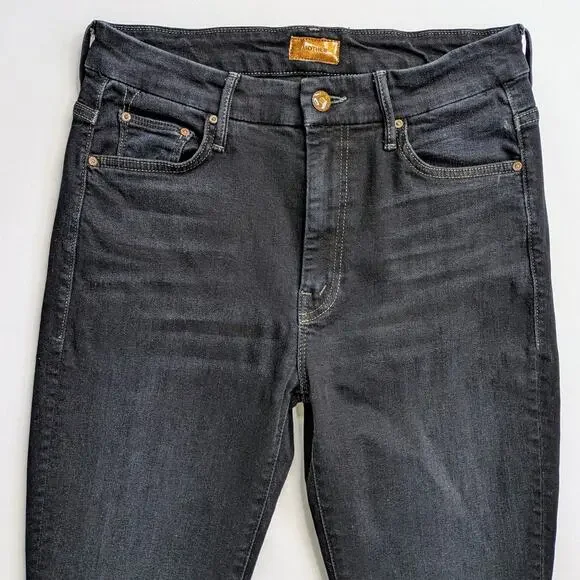 Mother Jeans Looker Womens 28 Charcoal Black Skinny High Waist Coffee Tea or Me - Picture 4 of 12